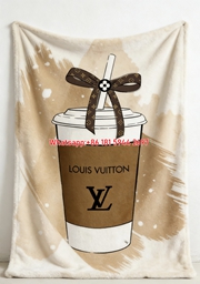 LV Coffee Cup Flannel Blanket Designer LV Coffee Throw 043